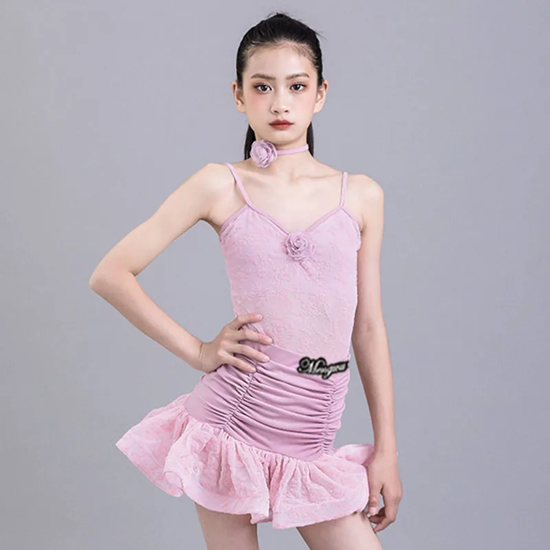

New style Childrens Latin Dance Dress Girls' Dance Practice Clothing Girls' Online Celebrity Latin Competition Grade Exami VBH68