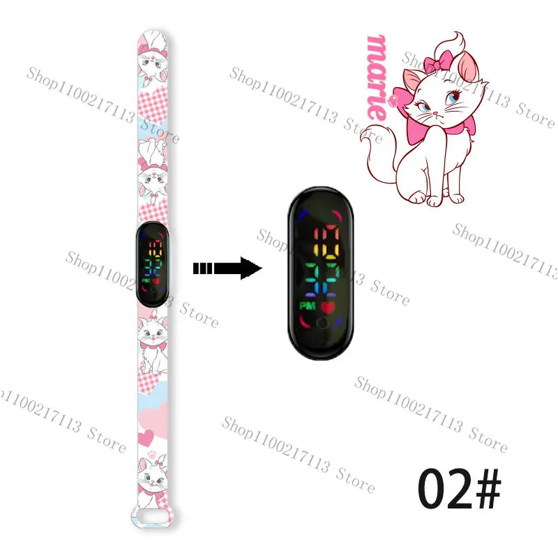 Disney De Aristocats Kinderen Horloges Cartoon Karakter Marie Kat Led Waterdichte Elektronische Sport Armband Horloge Kinderen Cadeaus