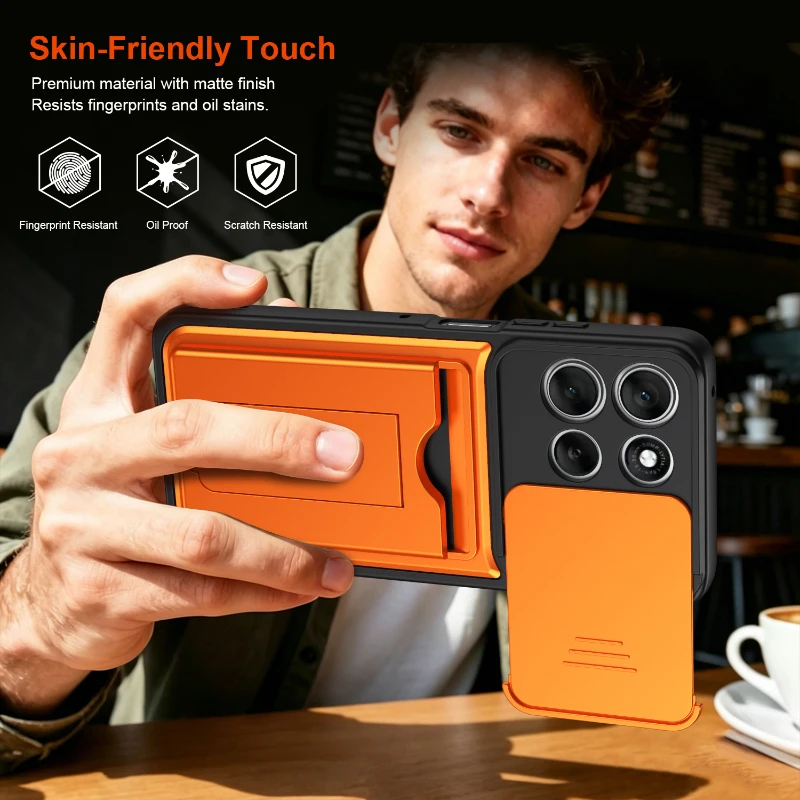 Solid Color Wallet Phone Case with Card Slot and Stand Feature