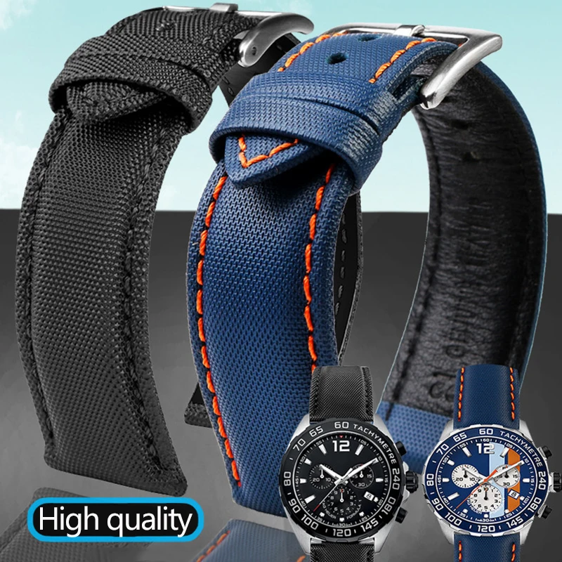 Cinturino In Pelle Di Tela Di Nylon Per Heuer F1 Bay Racing Diving Carrera Omega Citizen Cinturino Per Orologio Sportivo 20Mm 22Mm 24Mm