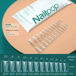 NAILPOP Premium Coffin Soft Gel Press-On Nails - 120pcs Full-Cover Capsule Tips (MatteHF-Coffin 120)