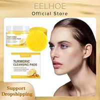 55pieces Turmeric Kojic Acid Pads Moisturizing Facial Cleansing Sponges Oil Control Face Care Products Disposable Cleaning Pad 1