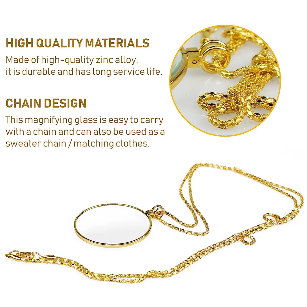 Jewelry Magnifier Jewelry Magnifying Glass Magnifying Glass Reading Magnifier Necklace Magnifier Portable Monocle 5x Magnifying Glasses for Reading Newspapers and Magazines Pendant Jewelry Optical Magnifier