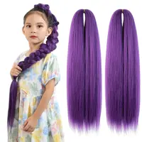 Extensions capillaires synthétiques tressées violettes, 24 26 28 30 pouces, Texture Yaki pré-étirée 1