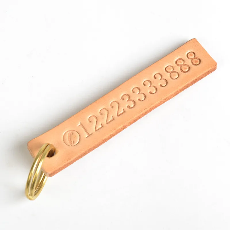 Genuine Leather Customized Lost Keys Keychain Phone Mobile Number Personalised Tag Best Gift For Father's Mother's Day Him Her