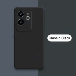 Luxury Dual Layer Cellphone Case with Full Camera Protection - Soft Square Liquid Silicone Cover for Realme GT6 China (Classic Black)