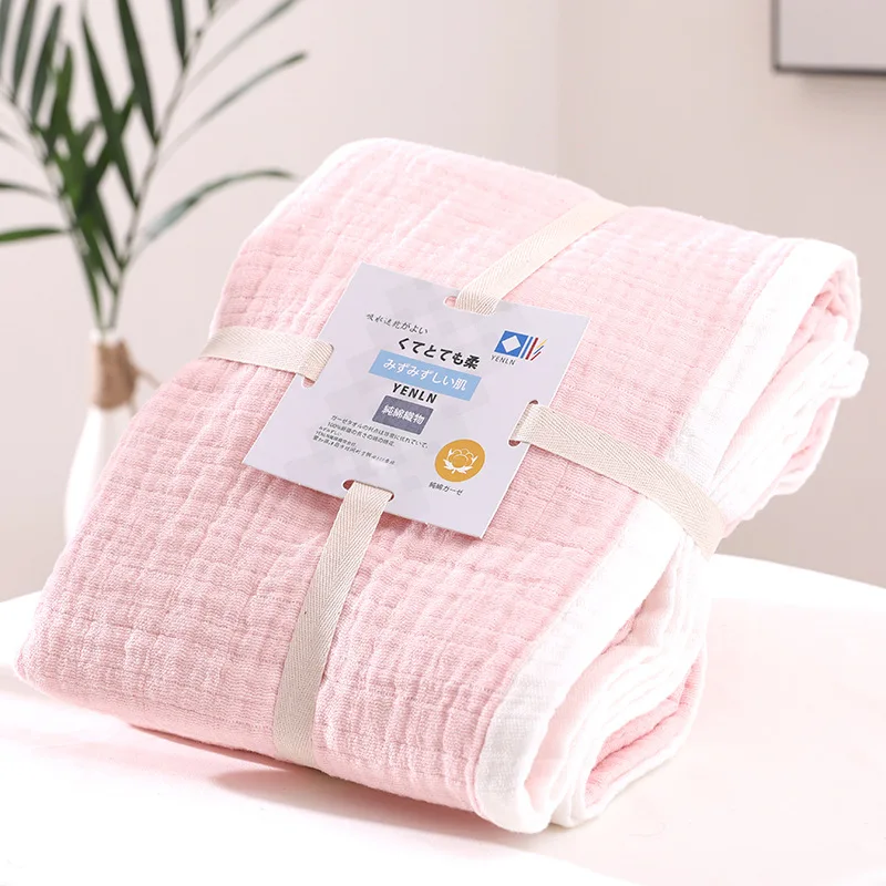 Summer Blankets 4 Layers Muslin Cotton Bedspread Blanket 150x200cm 200x230cm Soft Office Home Bedding Sleeping Quilt Blanket 3