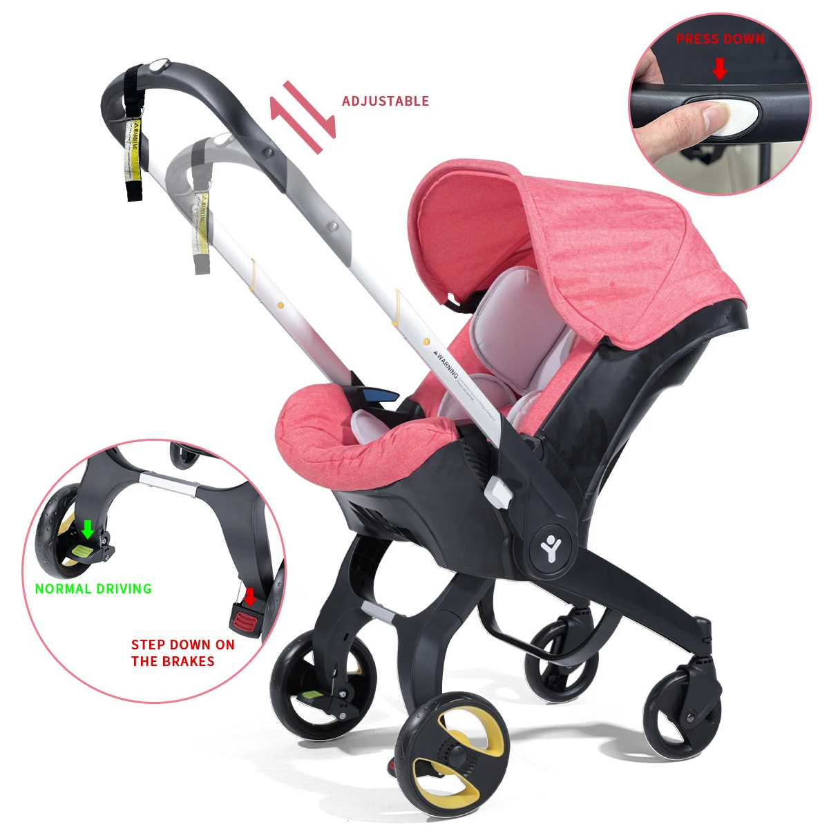 Lightweight baby stroller, adjustable handle, can be pushed in both directions, foldable handcart, suitable for traveling and sh 5