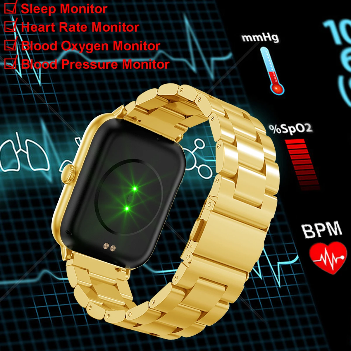 Kan ikke læse eller skrive gidsel løfte op Top 2023 Gold Smart Watch Men Women Stainless Steel Strap Smartwatch For  Android IOS 123+ Sports Fitness Tracker Trosmart G90 _ - AliExpress Mobile