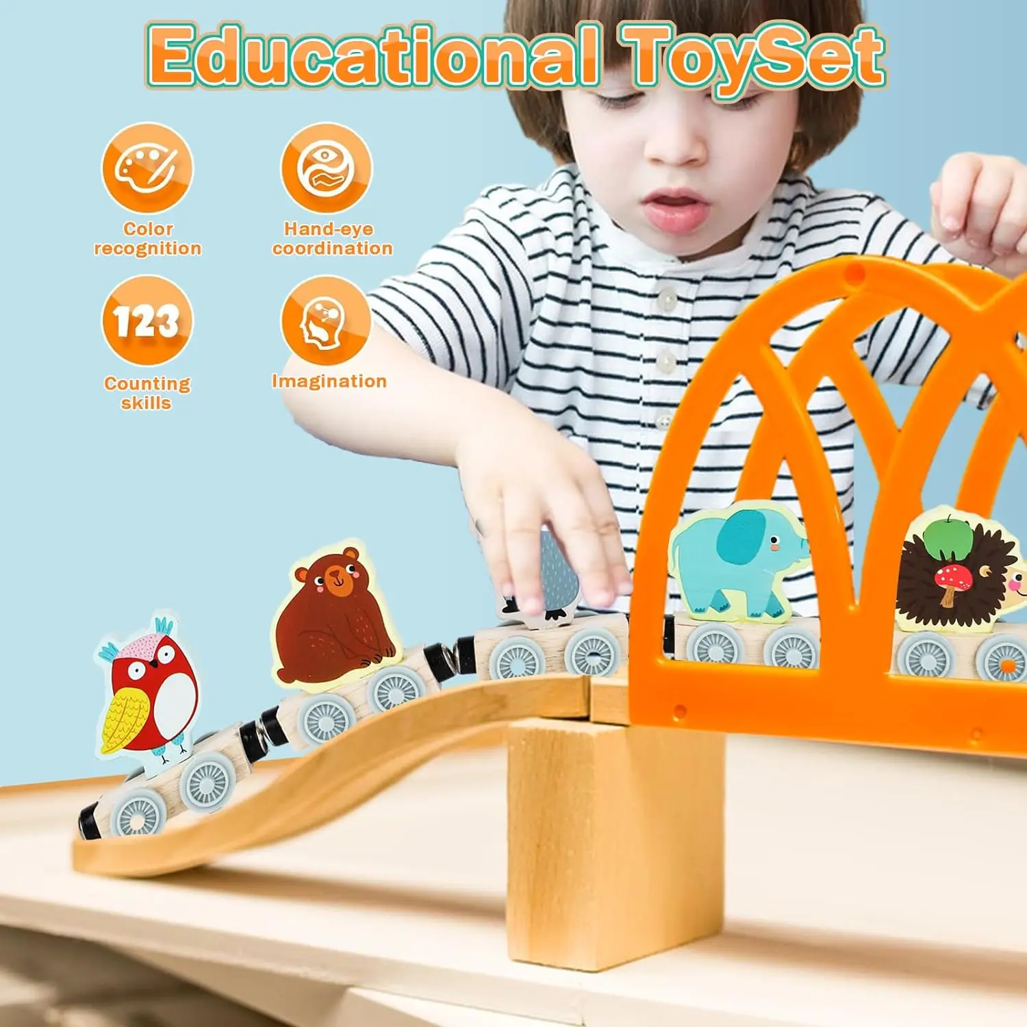 Montessori Magnetic Wooden Train Toys 2