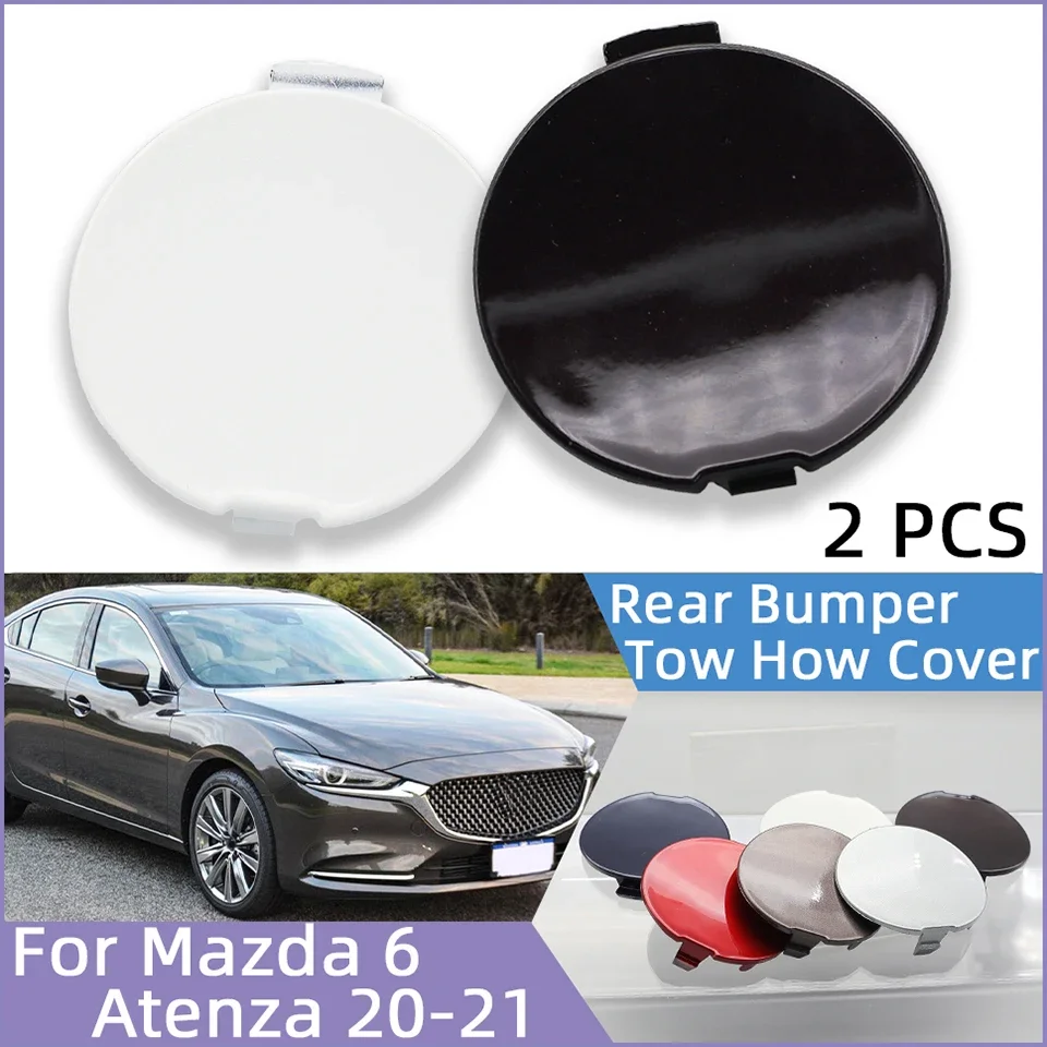 

2Pcs For Mazda 6 Atenza Sedan 2020-2021 Auto Rear Bumper Towing Hook Hauling Cover Tow Hook Eye Trailer Lid Cap Left Right Side