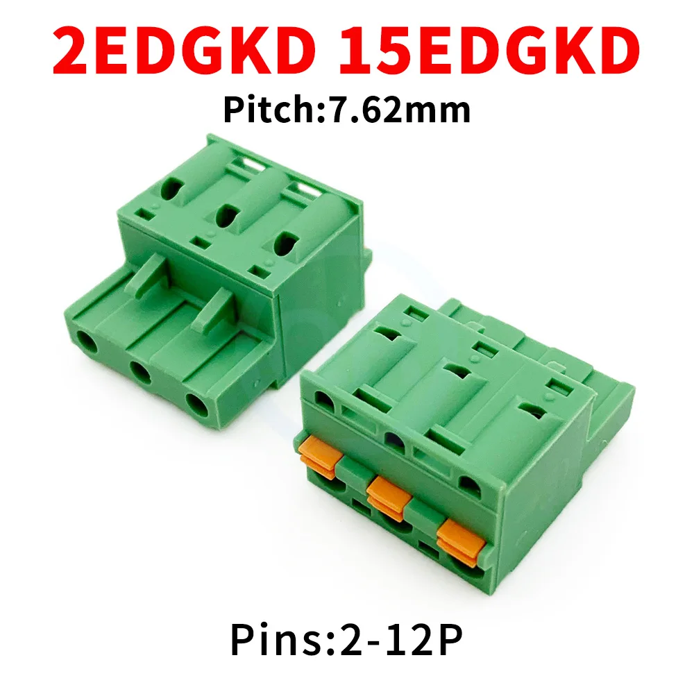 (5 Stück) KF2EDGKD 7,62 mm federbelasteter steckbarer Leiterplattenklemmenblock 2EDGKD - 7,62 15EDGKD 2~12Pin
