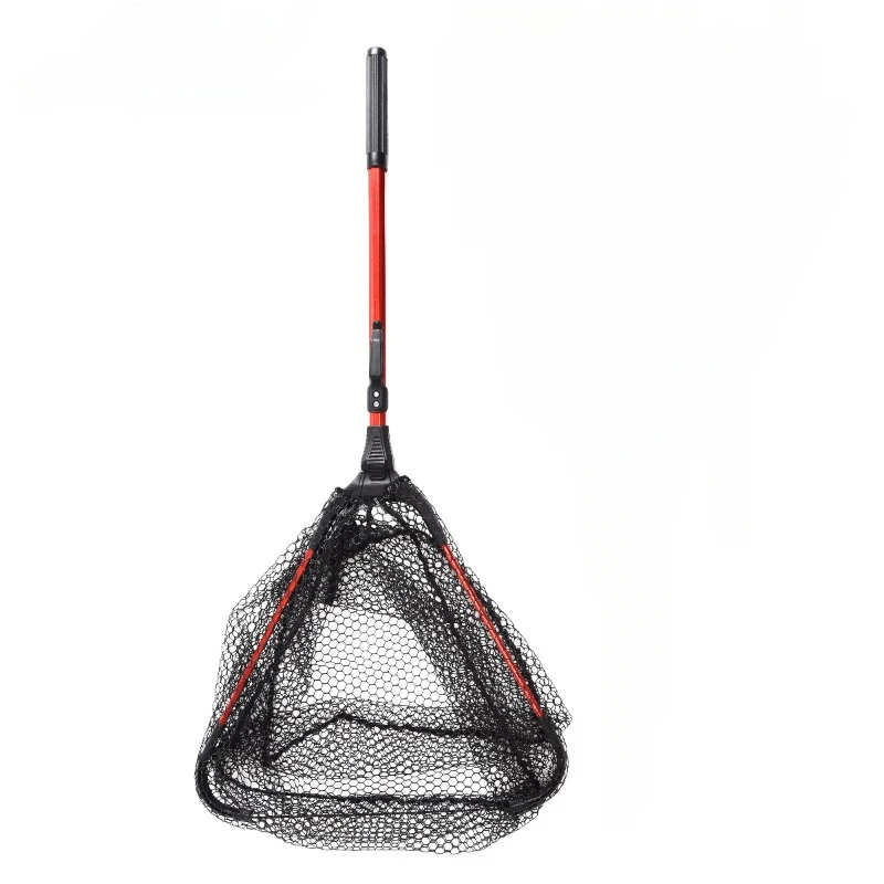 Sideny Fishing Hand Net Foldable Triangle Floating Rubber Coated Dip Net  with Drop Rope Portable Telescopic Pole Sea Tackle Good