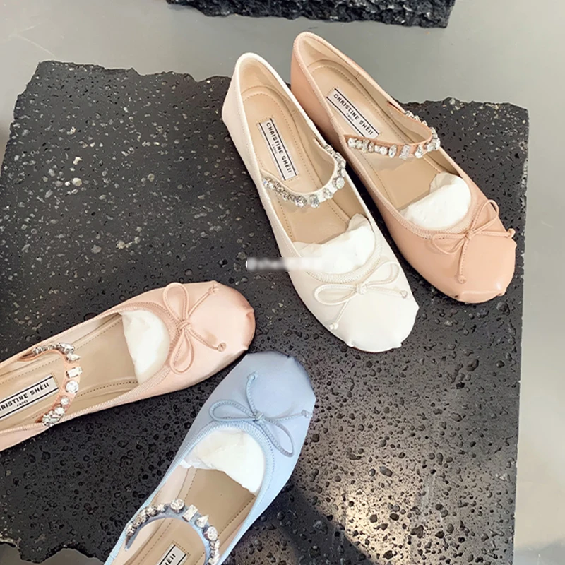 Ladies Ballet Flats New In Sandals Women Lolita Casual Outside 2024 Atutmn Fashion Slides Butterfly-Knot Female Mary Jane Shoes