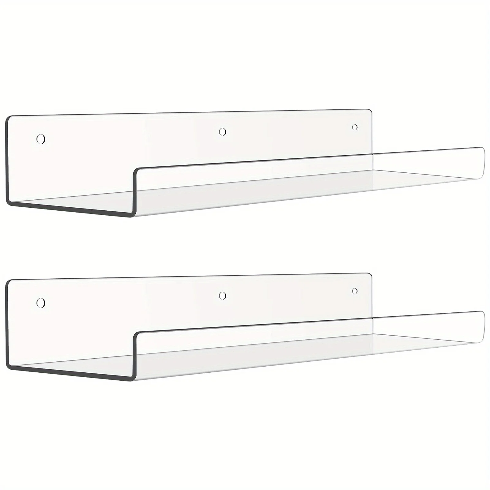2 Mensole Galleggianti In Acrilico IETWATE - 30 Cm, Autoadesive O A Vite, Per Parete, Trasparenti/Nere - 2