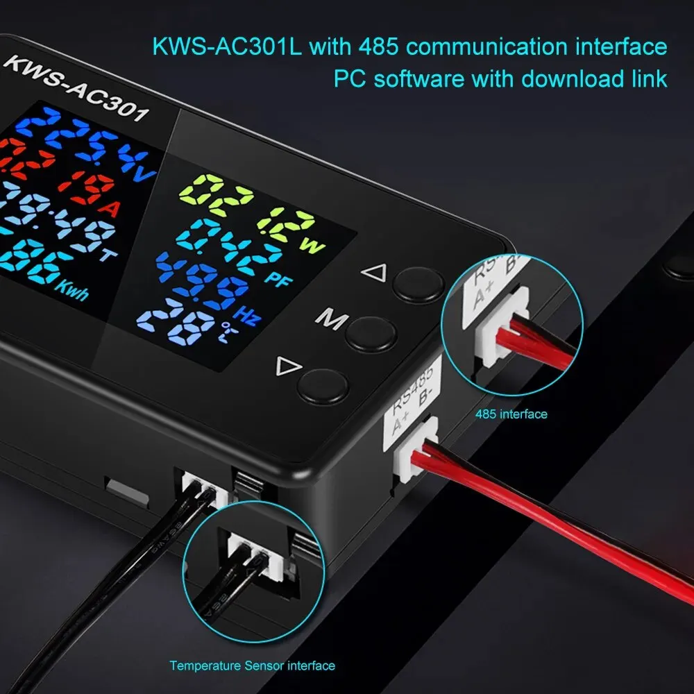 KWS-AC301 Wattmeter Power Meter Voltmeter AC 50-300V Voltage Power Analyzers LED AC Electricity Meter 0-20/100A Detector