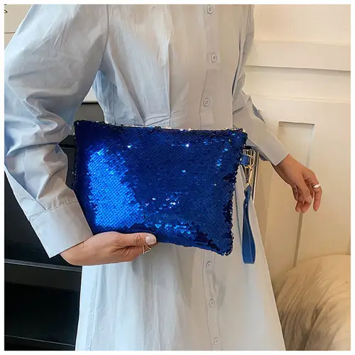 Fashion Women's Sequined Bling Handbag And Purse Small Wedding Party Evening Bag Lady Wristlet Clutch Bag Female Envelope Bag - Image 2