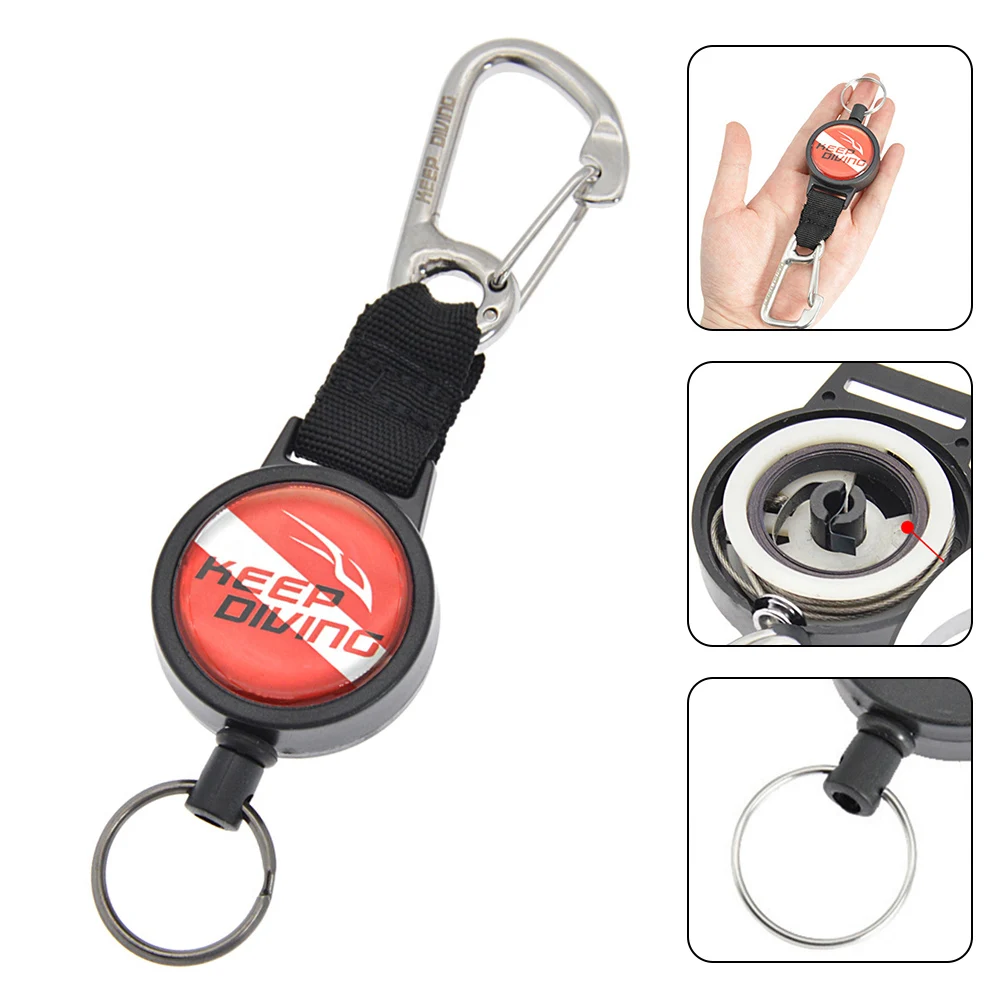 1Pc Diving Retractable Lanyard Dive Retractor Diving Gear Hook for BCD Hook Anti-lost Rope Key Chain Water Sports Accessories diving lanyard