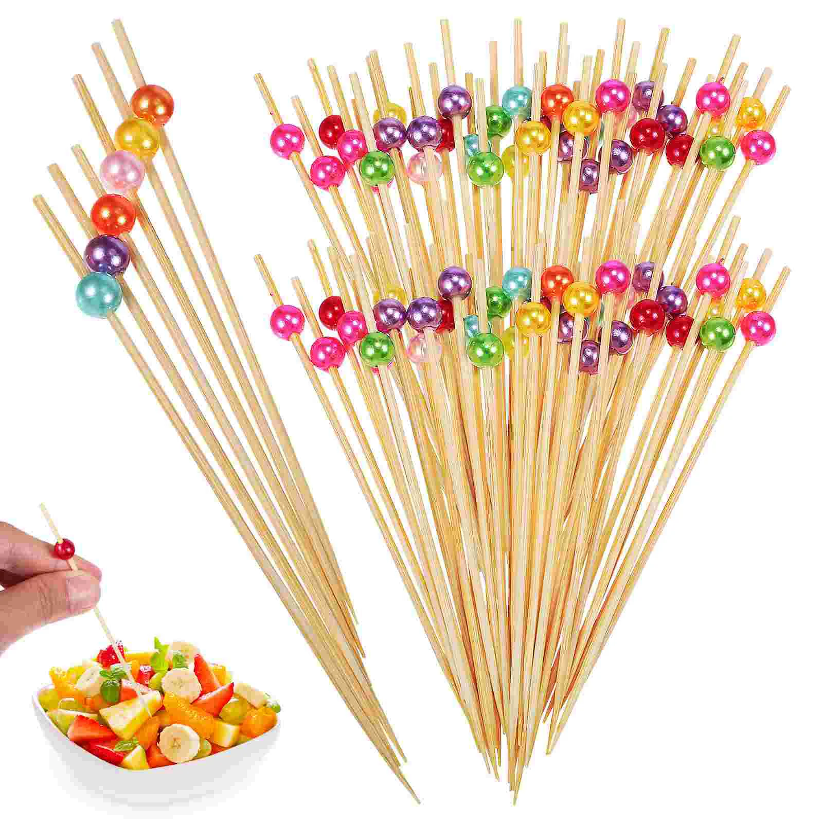 

200 Pcs Fruit Skewer Fancy Toothpicks Appetizers Bamboo Cocktail Food Decorative