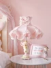 Nordic Ins Classical Warm Pink Table Lamp LED E27 Resin Fabirc Art Decorative Desk Lights Girls/Princess Room Bedroom Bedside 2