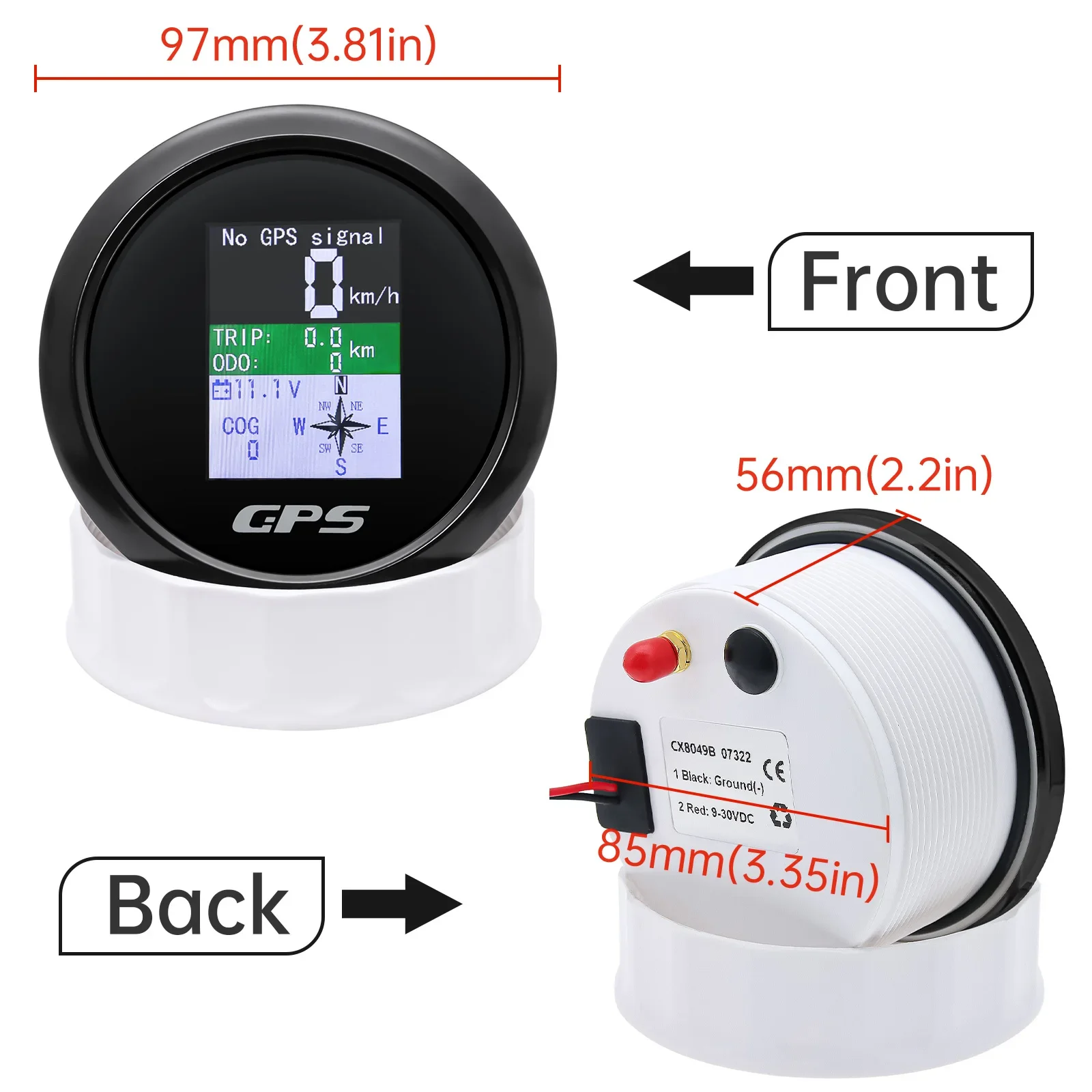  Ʈ Ʈ ڵ   HD 85mm GPS ӵ  Ÿ, ODO COG а TFT ũ ӵ , 9-32V