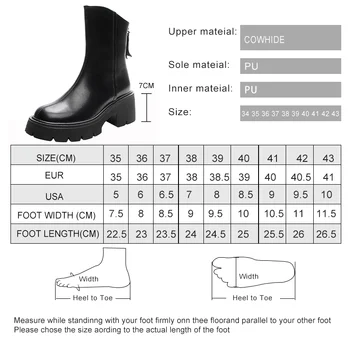 AIYUQI Women Booties Genuine Leather British Style Short Boots Women Retro Back Zipper High Heels Western Cowboy Boots Women 6