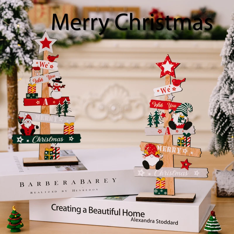 

Christmas Table Decoration with English Letters, Wooden Plate, Snowman, Snowman, Dwarf, Old