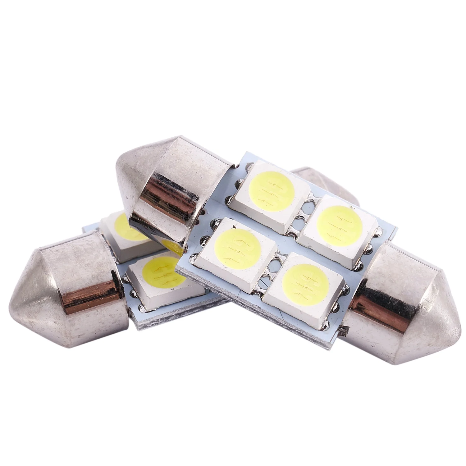 DC 12V 31mm 4 5050 SMD Car Interior Dome Festoon LED Light White 2 Pcs Rare