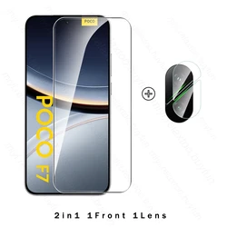 8 - in - 1 Full Screen Tempered Glass Protector Case with Camera Protective Glasses for PocoF7 5G Global (2In1 1Front 1Lens)