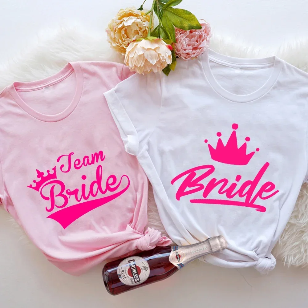 

Friends Team Bride Squad T Shirts Bachelorette Wedding Party Tees Shirts Bridesmaid Proposal Gift Bridal Hen Party Tshirts Tops