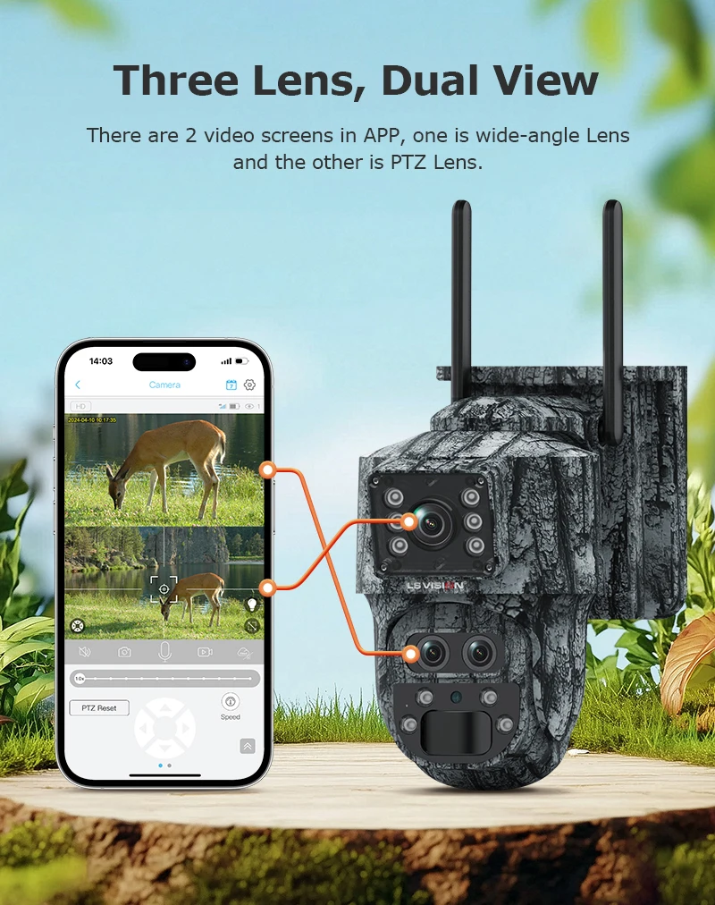 12MP 4G LTE Solar Camera 15X Zoom Wireless Outdoor Security Trail Cameras Dual P