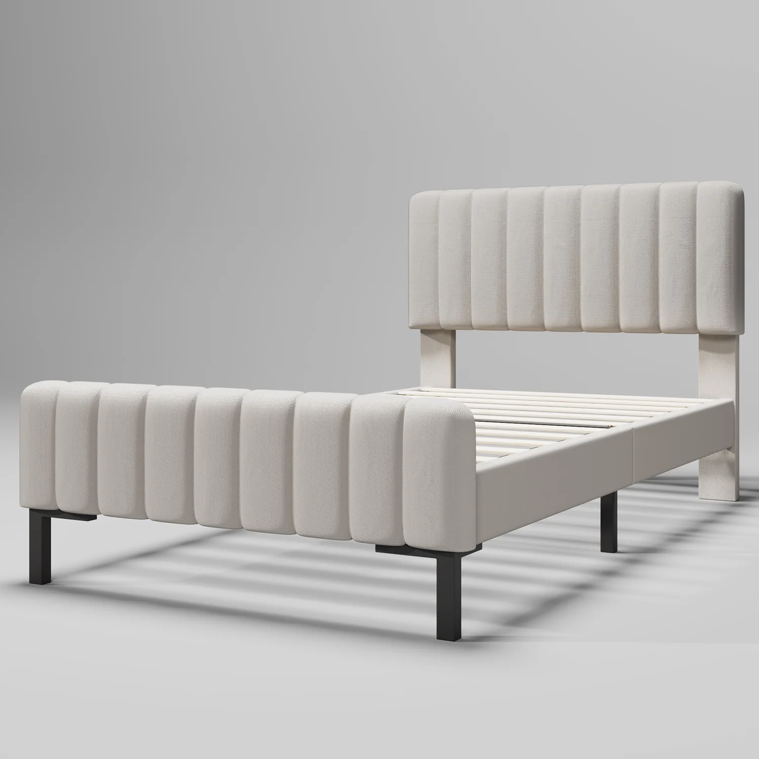 Upholstered Bed Single Bed 90X200Cm, Bed Frame With Lattice Adjustable Head, Bed Frame Youth Bed For Bedroom, Dorm, Apartment – Detail 6