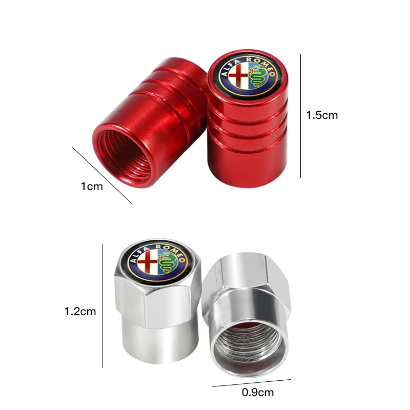 Set of 4 Metal Car Wheel Tire Valve Caps - Waterproof and Dustproof Cover