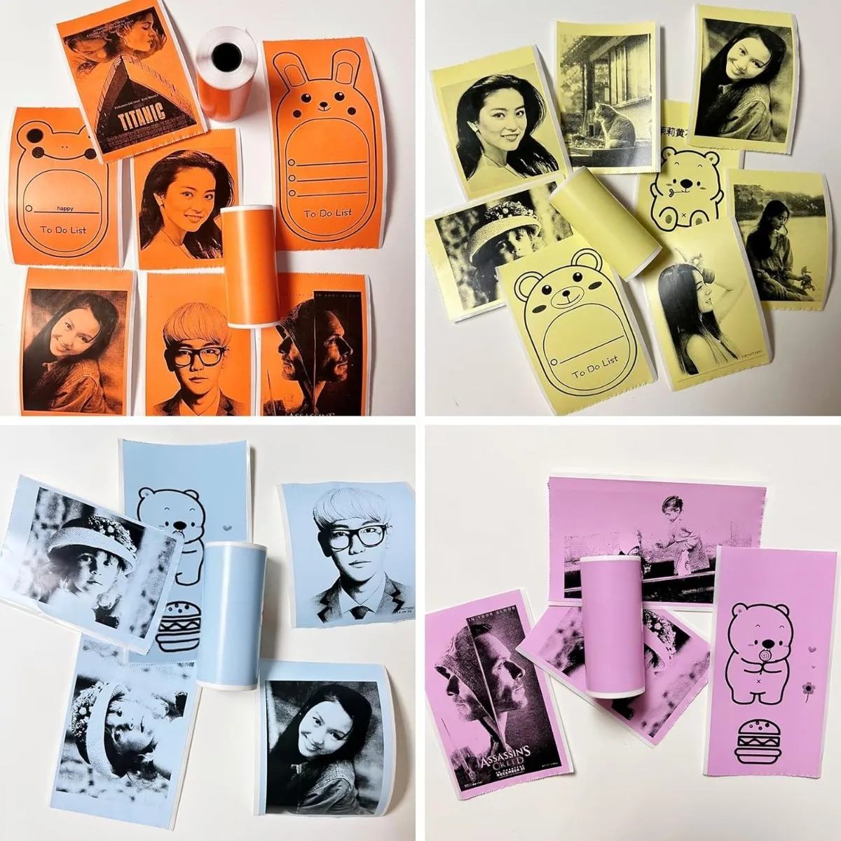 Mini Thermal Sticker Paper for Phomemo M02/T02 Mini Printer, 57x25mm, Sticker Paper for Photo Journal Notes Memo