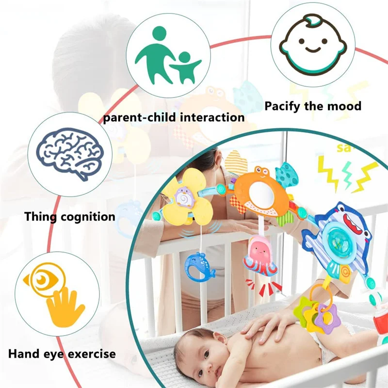 Baby Toys Musical Crib Mobile Stroller Newborn Sensory Toys 0-24 Months Bed Bell Rattles