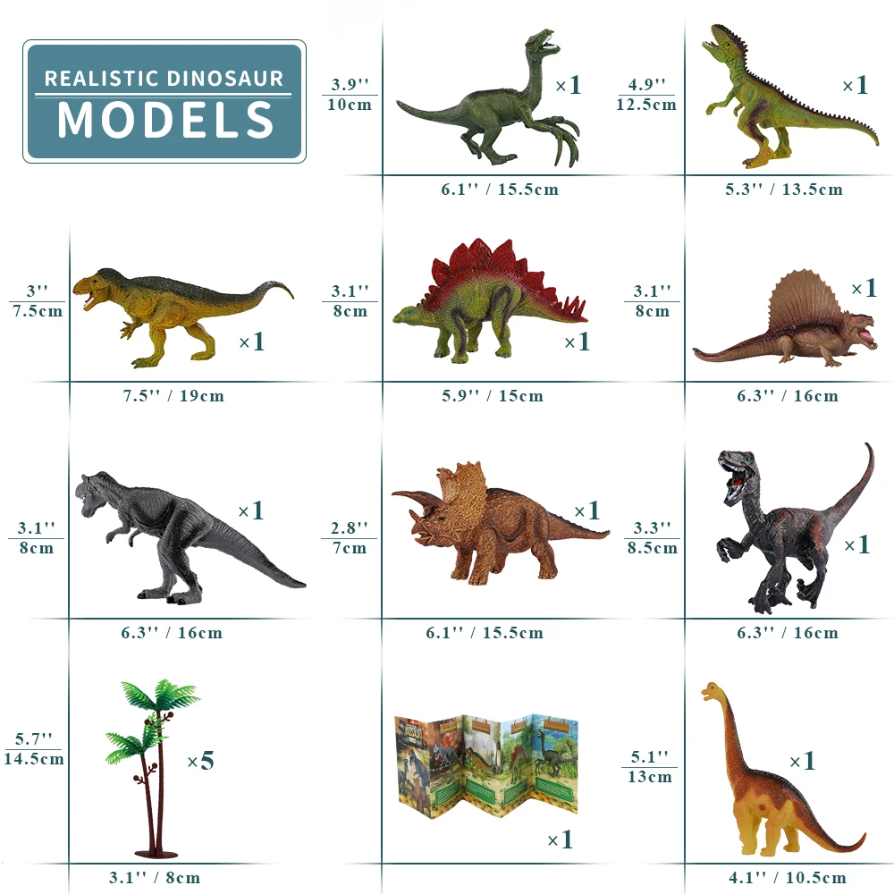 Dinosaur Toys for Kids 3-5 with Activity Play Mat & Trees, Dinosaur Play Set Including T-Rex, Triceratop, Velociraptor,Kids Gift