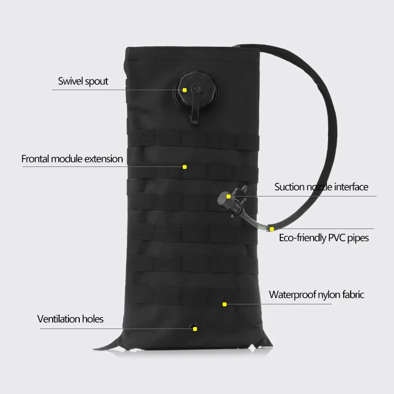 New Arrival 3L Tactical Water Bag Military Hiking Camping Water Storage Bladder Hydration Backpack Pouch Water Bag 2