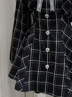 Japanese Kakaii Sweet Lace Patchwork Plaid Dress Women Fairy Grunge Ruffled Long Sleeve Dresses Y2k Aesthetic JK Lolita Vestidos - Image 5