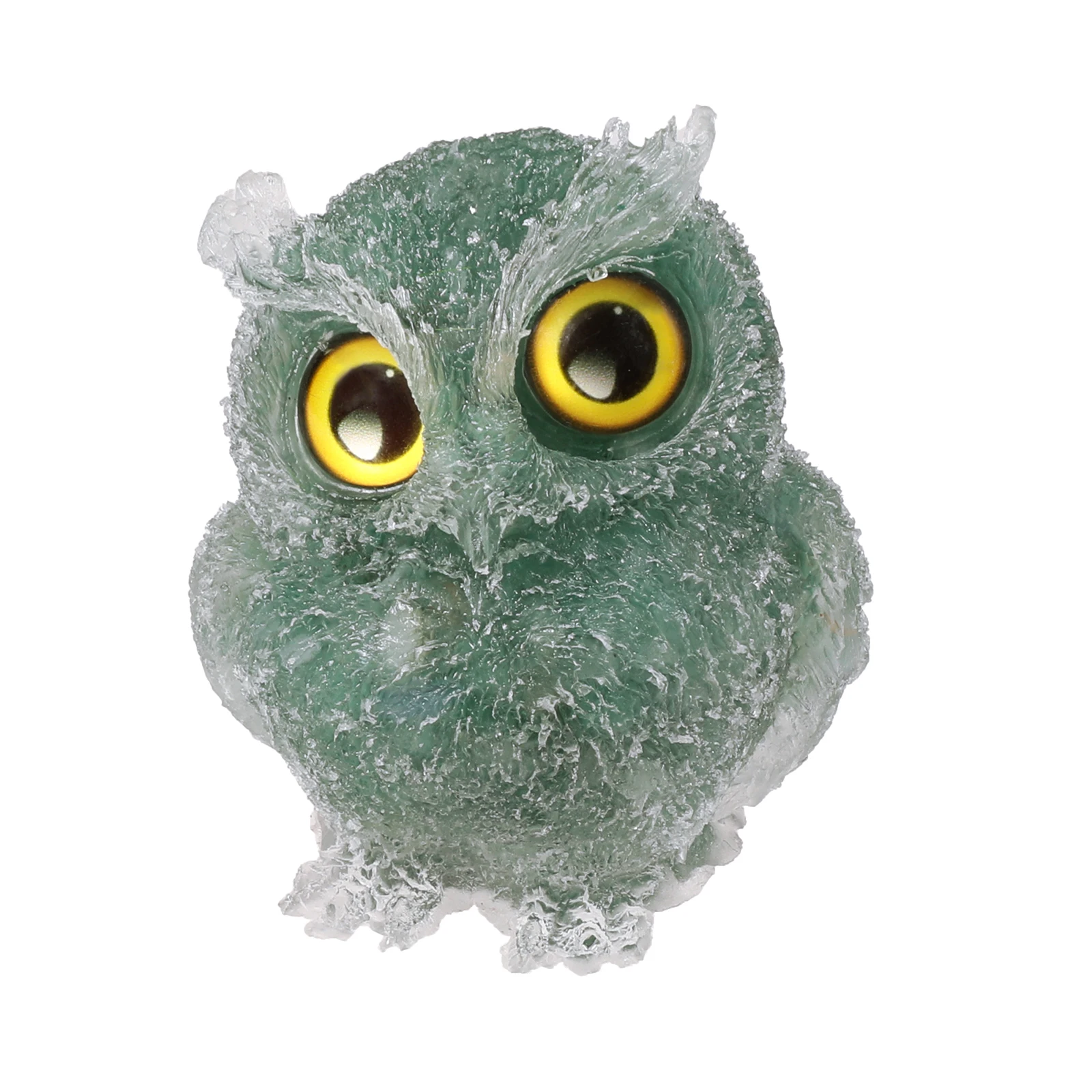 Natural Crystal Resin Owl Figurine Lovely Mini Animal Statue Healing Mineral Gravel Handmade Craft For Table Decor Home Ornament