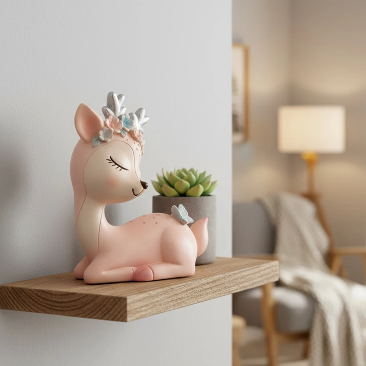 1PC, creative cartoon little sika deer decorative gift resin ornament, cute girl home decoration