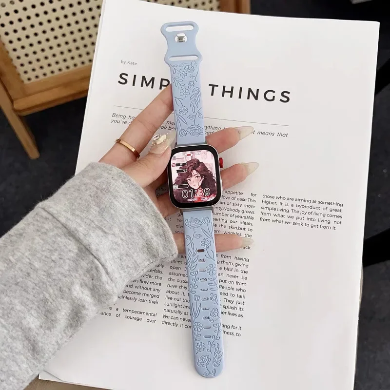 Engraved Rose Silicone Watchbands