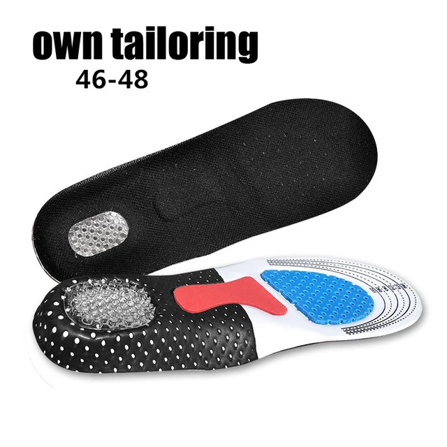 Premium Orthotic Gel Insoles Orthopedic Flat Foot Health Sole Pad For Shoes Insert Arch Support Pad For Plantar fasciitis Unisex Black 46-48