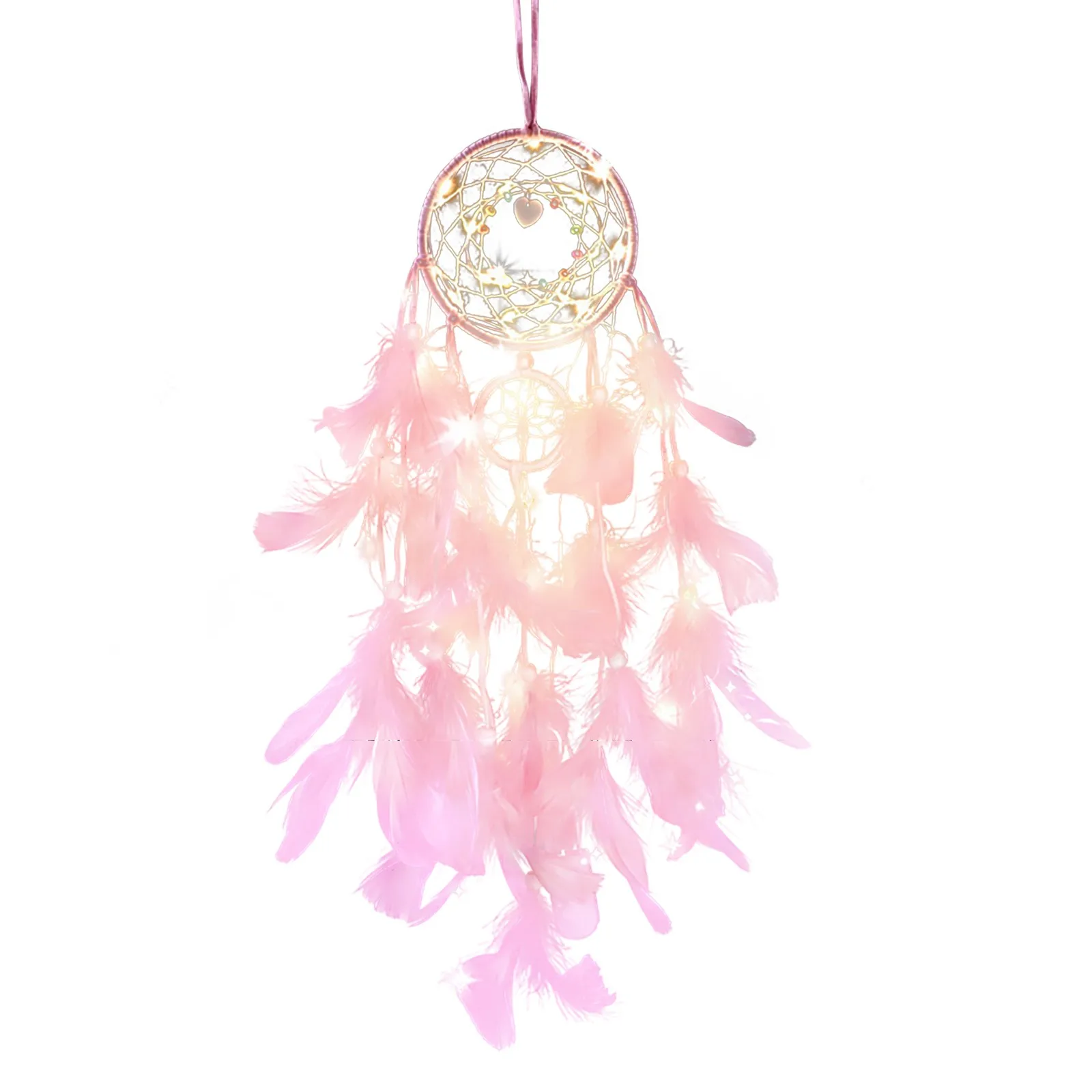 Handmade Indian Dream Catcher Hanging with Rattan Bead Feathers Wall Car Decoration Ornament Dreamcatcher Children living Room 2
