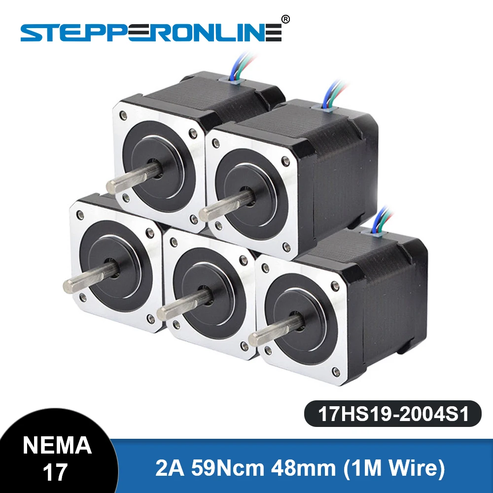 5PCS Nema 17 Stepper Motor 48mm 2A 17HS19-2004S1 Motor Nema17 59Ncm(84oz.in) 4-lead Step Motor for CNC 3D Printer XYZ