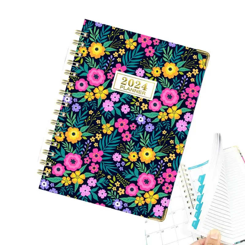 

2024 Planner Spiral Bound A5 Monthly And Weekly Planner 16x22cm/6x9 Inches Planner 2024 With Tabs 12-Month Weekly Monthly