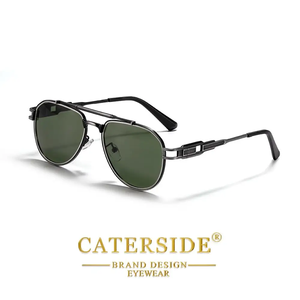 CATERSIDE Retro-Punk-Sonnenbrille für Herren, rund, personalisiertes Design, Metall-Sonnenbrille, Damen, Reisen, Party, Business, Geschenk, Brillen, UV400 – Detail 14