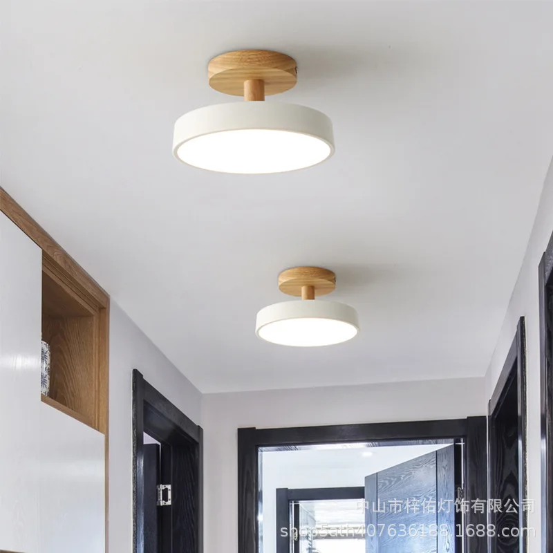 

Nordic corridor ceiling light Macaron corridor entrance light porch light modern simple creative balcony solid wood lamps