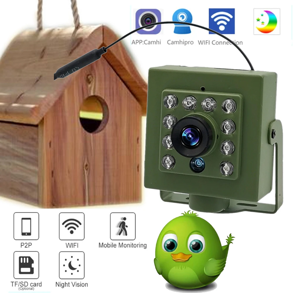 Green Wifi Bird Box Camera with Night Vision