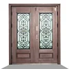 Deluxe Double Opening Fine Carving Aluminum Wood Armored Aluminum Door Entrance Security Door 6