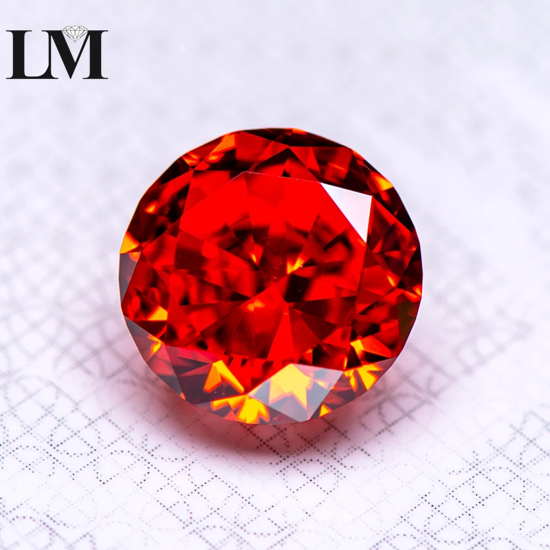 

Cubic Zirconia Synthetic Gemstone 5A Grade Red Color Round Shape 4k Crushed Ice Cut Loose Lab CZ Stones Extremely Shiny Qualit